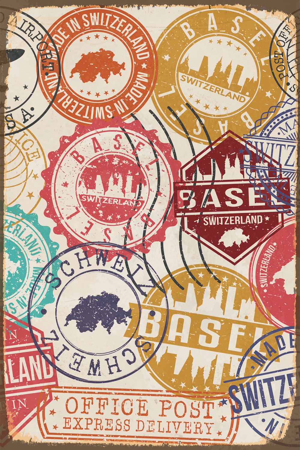 queence Metallbild »BASEL«, Schweiz-Städte, Stahlschild, Blechschild, Schweiz, Basel, Briefmarken queence Metallbild »BASEL«, Schweiz-Städte, Stahlschild, Blechschild, Schweiz, Basel, Briefmarken von queence
