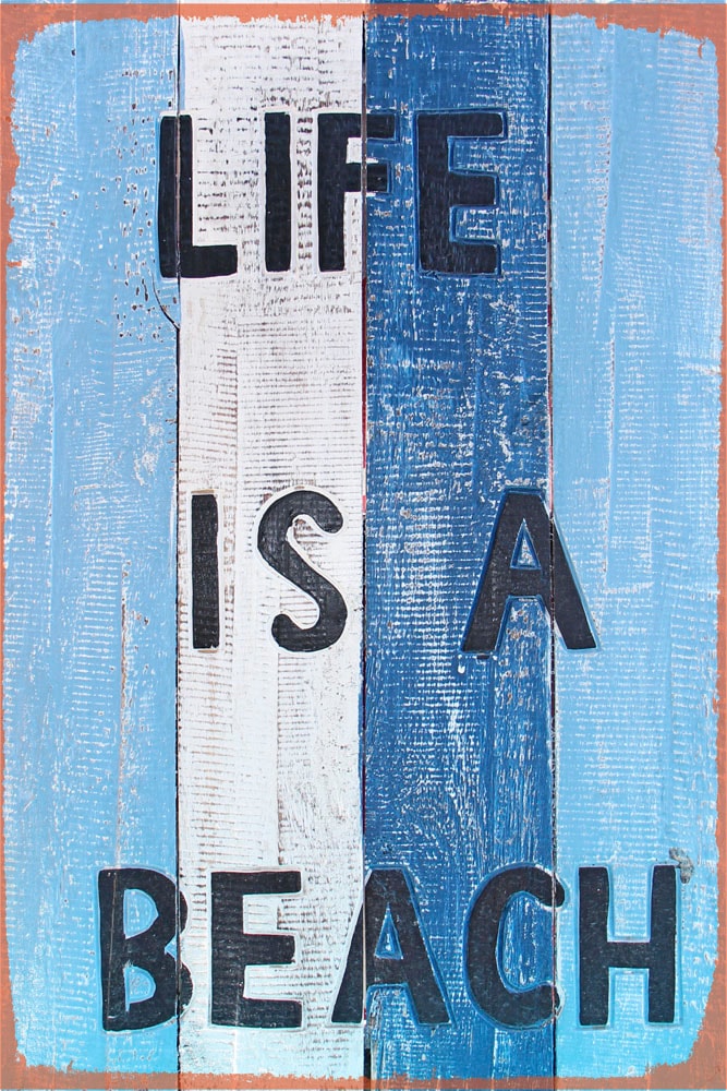 queence Metallbild »Beach«, Schriftzüge-Schriftzug-Sprüche-Sprüche & Texte-Meer, (1 St.), Stahlschild, Blechschild, Sprüche, Texte, witzig von queence