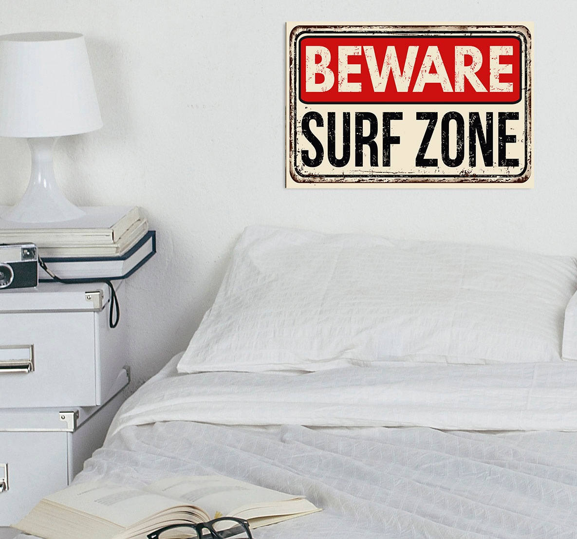 queence Metallbild »Beware«, Schriftzüge-Schriftzug, (1 St.), Stahlschild, Blechschild, Beware, Achtung von queence