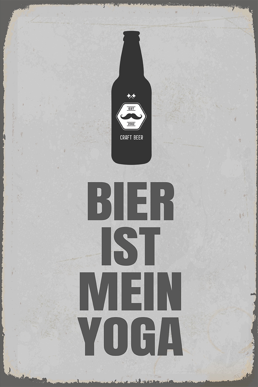 queence Metallbild »Bier Yoga Spruch Stahlschild Blechschild«, (1 St.) von queence