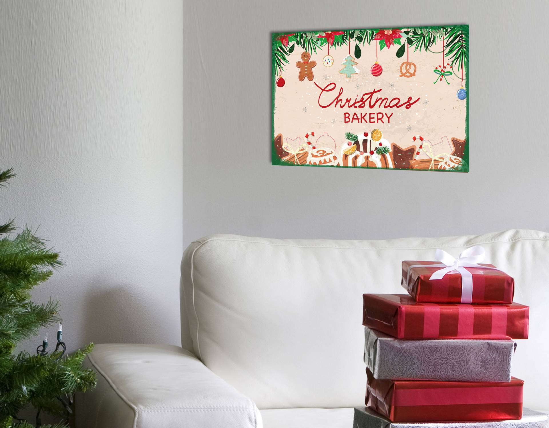queence Metallbild »Christmas Bakery«, Schriftzüge-Schriftzug-Weihnachten, (1 St.), Stahlschild, Blechschild, Weihnachten, Wandbild, Deko von queence