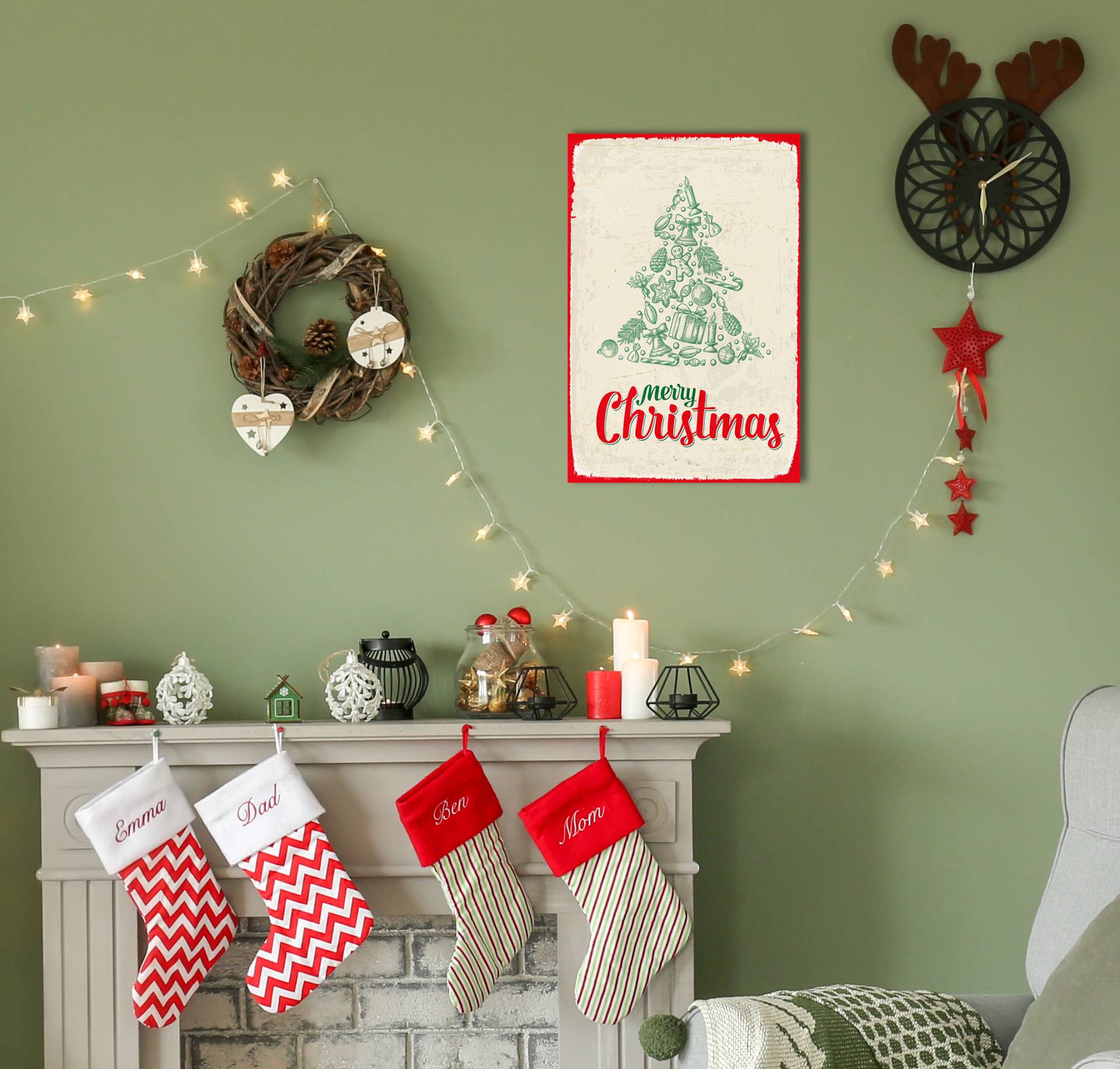 queence Metallbild »Christmas Tree«, (1 St.), Stahlschild,Blechschild, retro Weihnachtsbaum, Tanne von queence