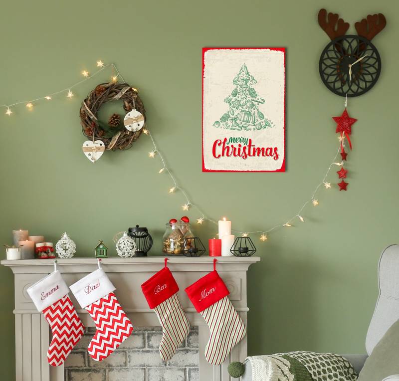 queence Metallbild »Christmas Tree«, (1 St.), Stahlschild,Blechschild, retro Weihnachtsbaum, Tanne von queence