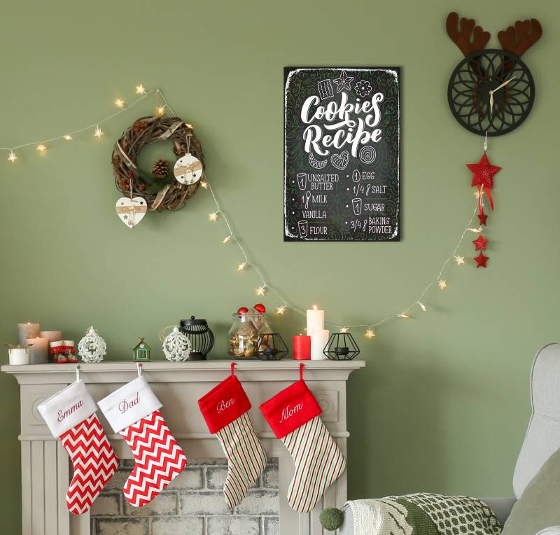 queence Metallbild »Cookies Recipe«, Schriftzüge-Schriftzug-Weihnachten, (1 St.), Stahlschild, Blechschild, Weihnachten, Wandbild, Deko, Rezept, Keks von queence