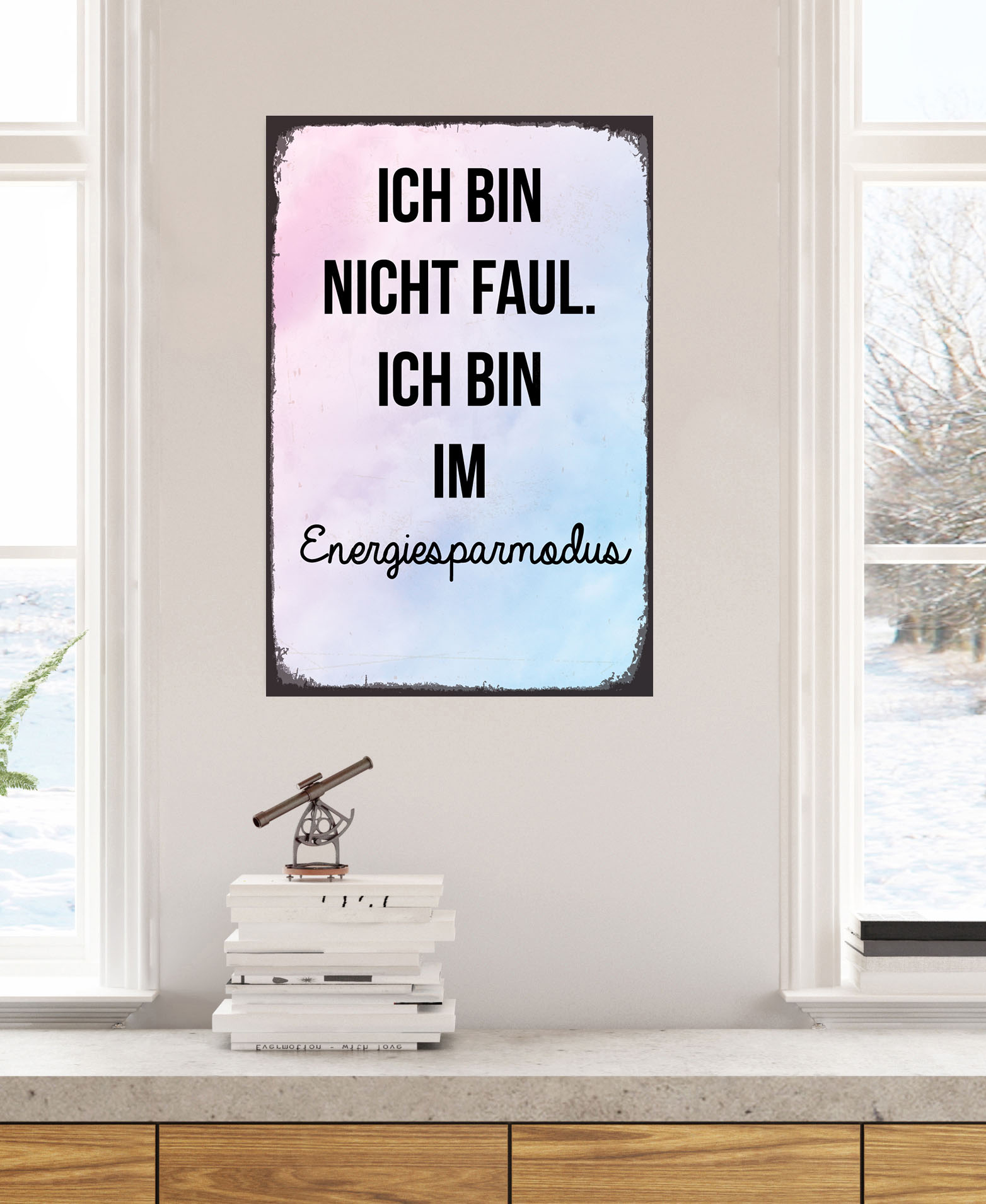 queence Metallbild »Energiesparmodus«, Schriftzüge-Schriftzug, (1 St.), Stahlschild, Blechschild, retro, Sprüche, Texte, witzig von queence