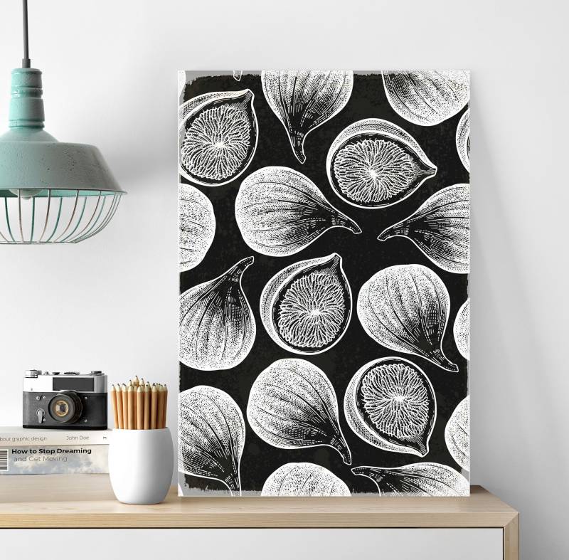queence Metallbild »Fig Fruit«, Obst, (1 St.), Stahlschild, Blechschild, Wandbild, Feige, Schwarz-Weiss von queence