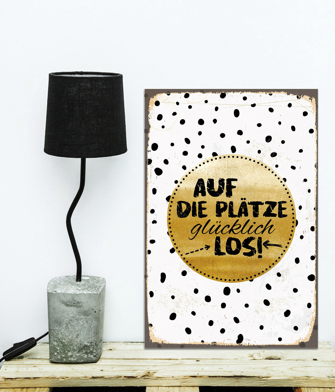 queence Metallbild »Glücklich los«, (1 St.), Stahlschild, Blechschild, Sprüche, Texte, Glück, Glücklich von queence