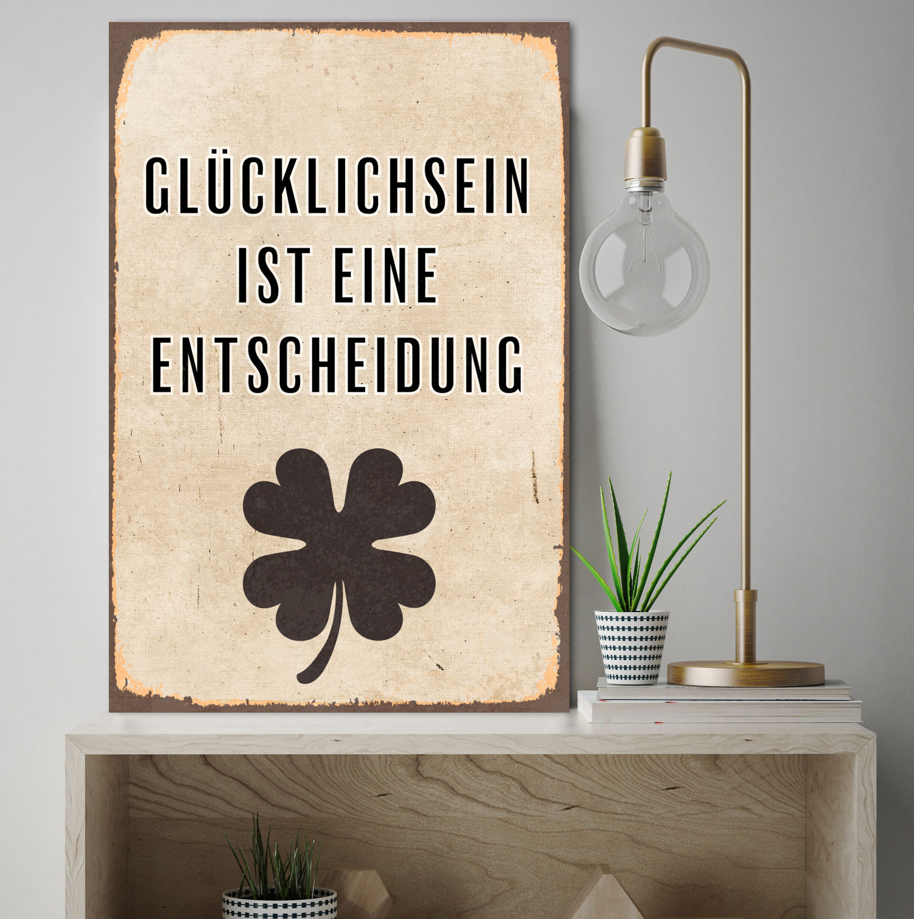 queence Metallbild »Glücklichsein«, Schriftzüge, (1 St.) von queence