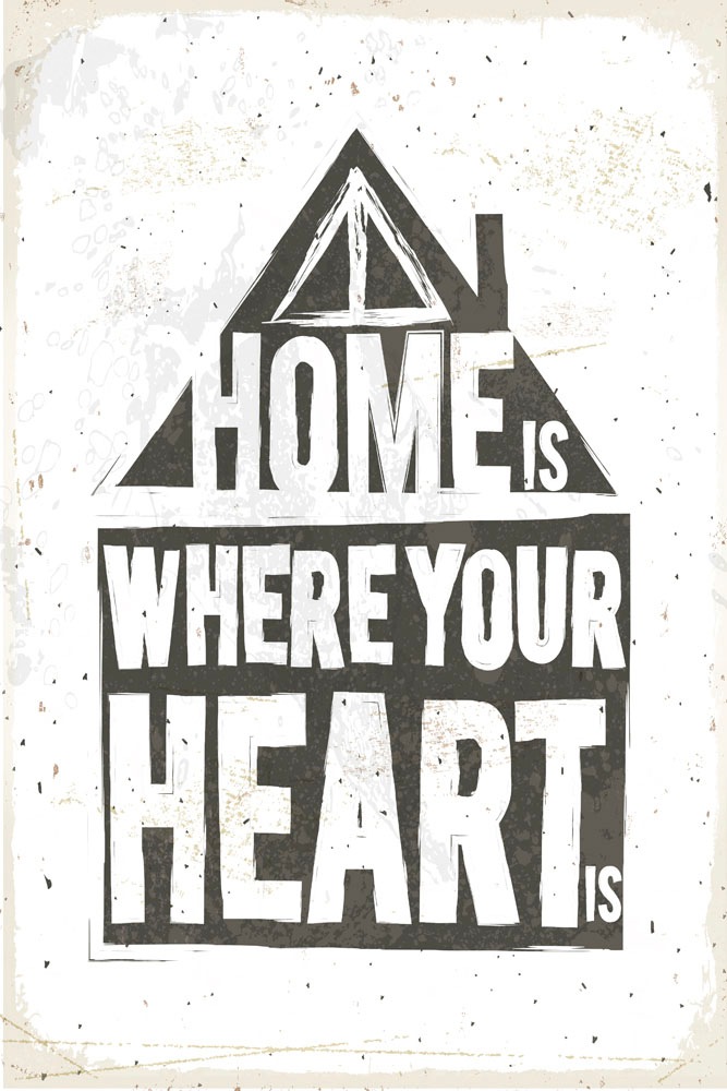 queence Metallbild »Heart«, Schriftzüge-Schriftzug-Sprüche-Sprüche & Texte, (1 St.), Stahlschild, Blechschild, Sprüche, Texte, Zuhause, Heimat von queence