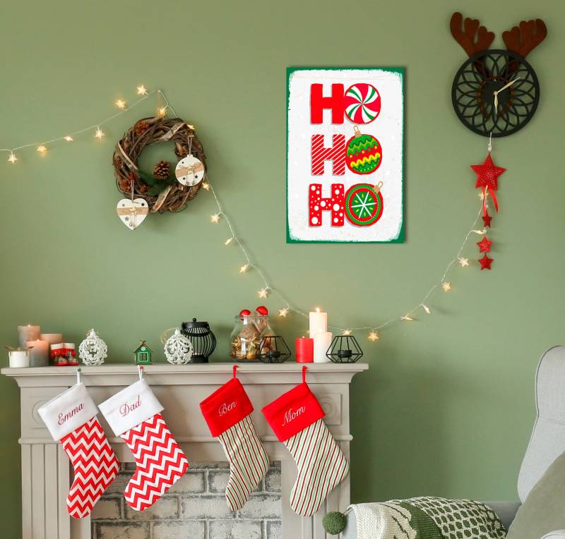 queence Metallbild »Ho Ho Ho«, Schriftzüge-Schriftzug-Weihnachten, (1 St.), Stahlschild, Blechschild, Sprüche, Texte, Weihnachten von queence