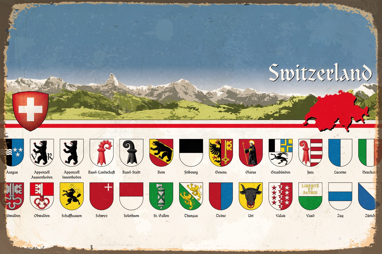 queence Metallbild »Kanton«, Schweiz-Berge & Alpenbilder, Schweiz, Stahlschild, Blechschild queence Metallbild »Kanton«, Schweiz-Berge & Alpenbilder, Schweiz, Stahlschild, Blechschild von queence