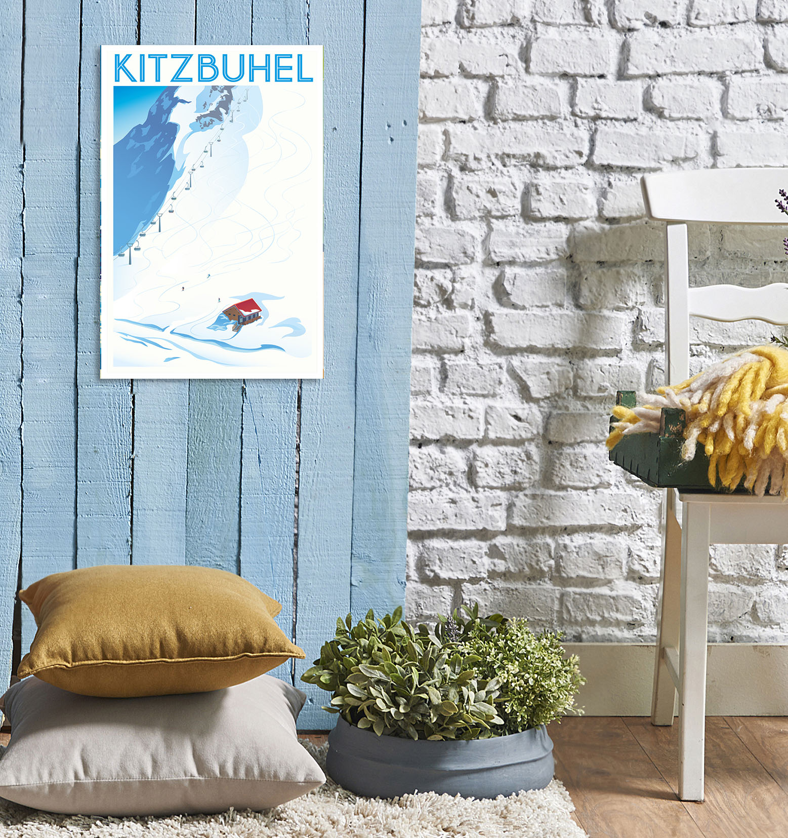 queence Metallbild »Kitzbuhel«, Berge & Alpenbilder, (1 St.), Stahlschild, Blechschild, Ski, Kitzbühl, Fernweh von queence
