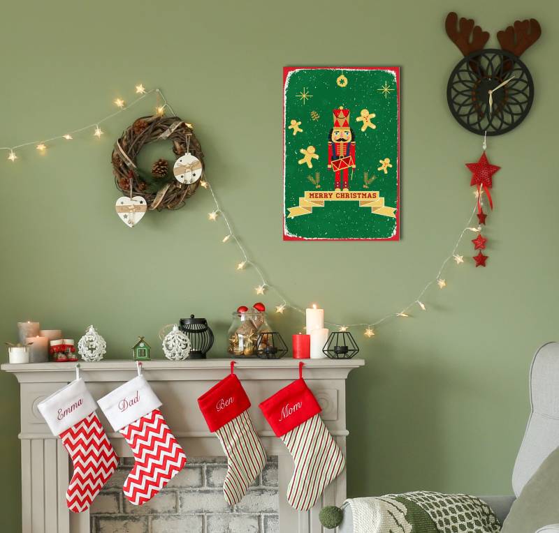 queence Metallbild »Nutcracker«, Weihnachten-Schneeflocken, (1 St.), Stahlschild, Blechschild, Weihnachten, Nussknacker von queence