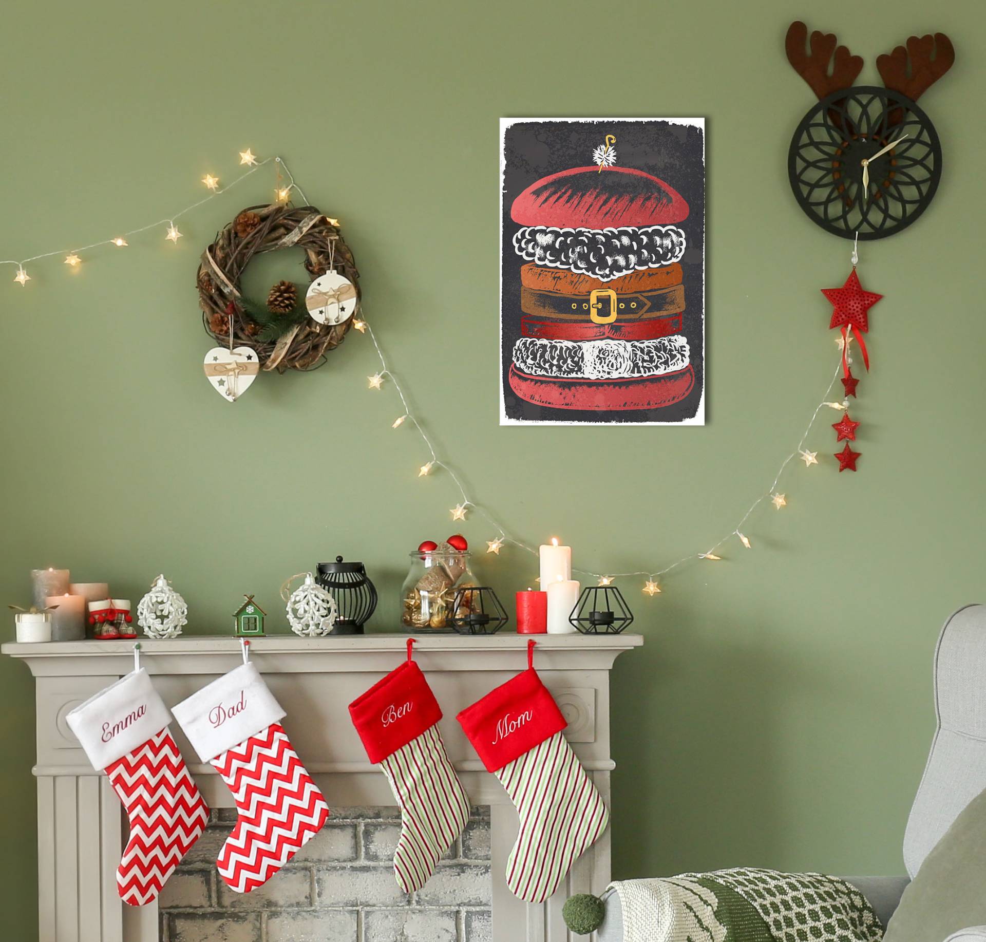 queence Metallbild »Santa Burger«, Weihnachten-Weihnachtsbaumkugel, (1 St.), Stahlschild, Blechschild, witzig, Weihnachten von queence