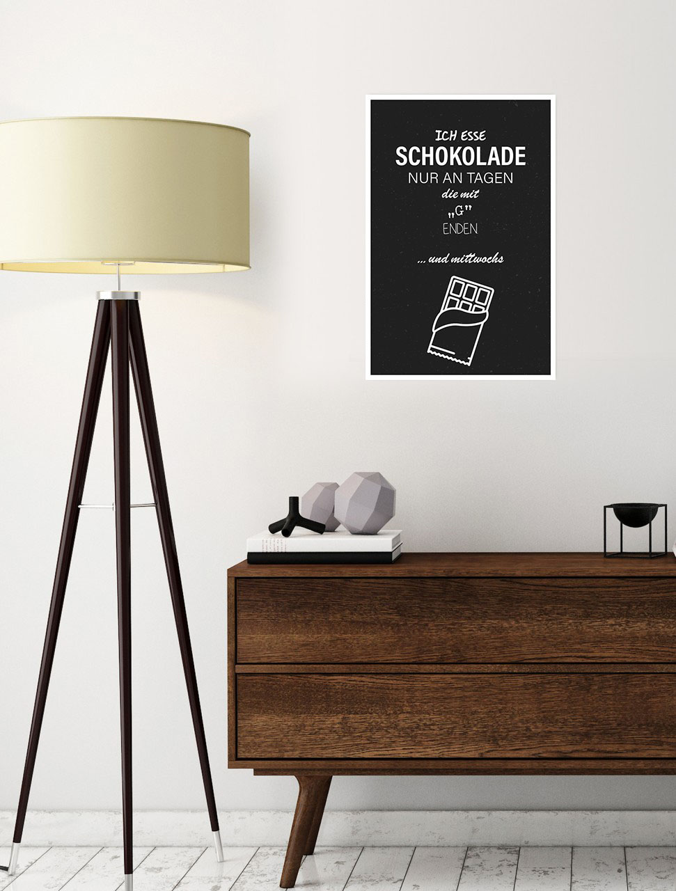 queence Metallbild »Schokolade«, Schriftzüge-Schriftzug-Sprüche-Sprüche & Texte-Essen-Schwarz-Weiss, (1 St.), Stahlschild, Blechschild, Sprüche, Texte, witzig, Schokolade von queence
