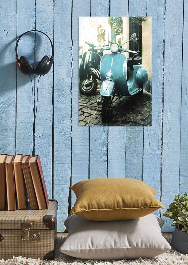 queence Metallbild »Scooter«, Rom-Florenz-Fahrzeuge-Motorräder & Roller, (1 St.), Stahlschild, Blechschild, Retro, Mororroller, Italien von queence