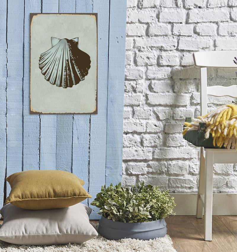 queence Metallbild »Seashell«, Wassertiere, (1 St.), Stahlschild, Blechschild, Retro, Muschel von queence