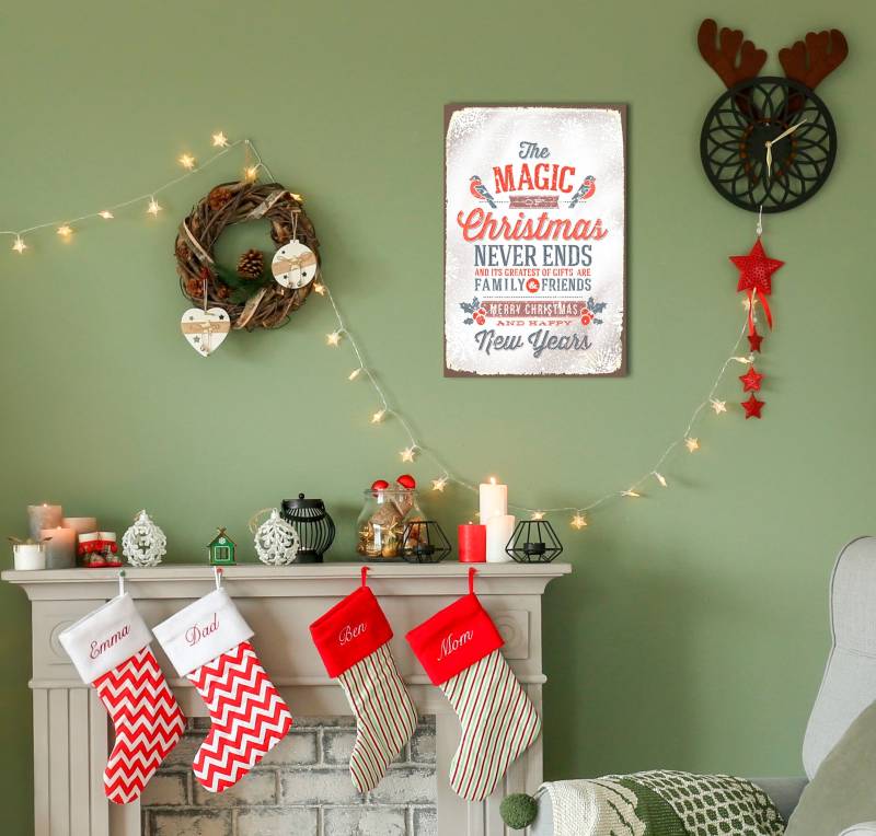 queence Metallbild »The Magic of Christmas«, Schriftzüge-Schriftzug-Sprüche-Sprüche & Texte-Weihnachten, (1 St.), Stahlschild, Blechschild, Sprüche, Texte, Weihnachten von queence