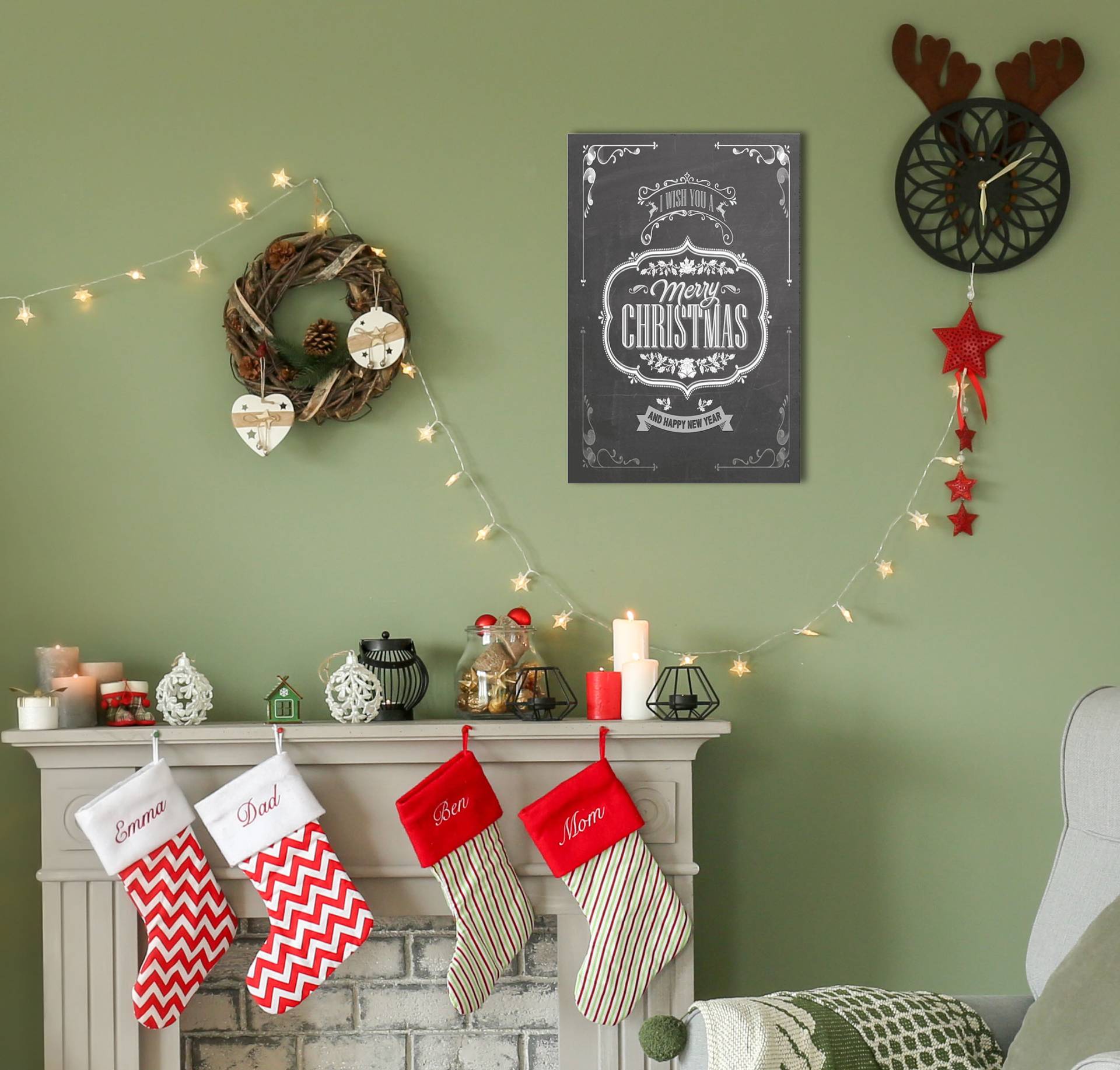 queence Metallbild »Wish you a Merry Christmas«, Schriftzüge-Schriftzug-Sprüche-Sprüche & Texte-Weihnachten, (1 St.), Stahlschild, Blechschild, Sprüche, Texte, Weihnachten von queence