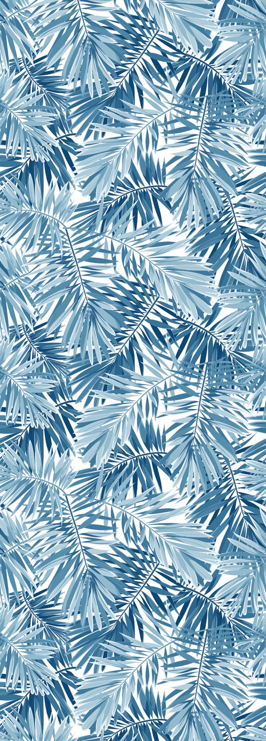 queence Vinyltapete »Tropische Blätter-Blau«, bedruckt-Motiv-botanisch-floral-gemustert-natürlich, 90x250cm, selbstklebend, kinderleichte Anbringung, Sticker von queence
