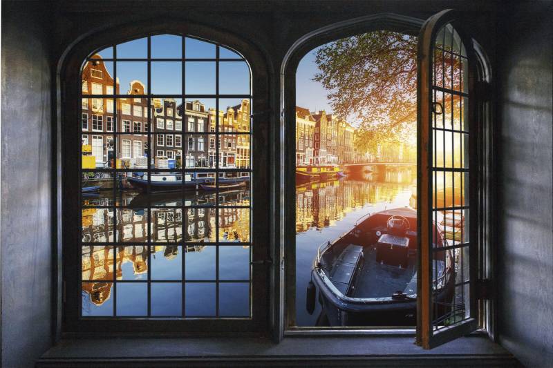 queence Wandsticker »Amsterdam«, Wandsticker, Wandbild, selbstklebend, 3D, Fenster von queence