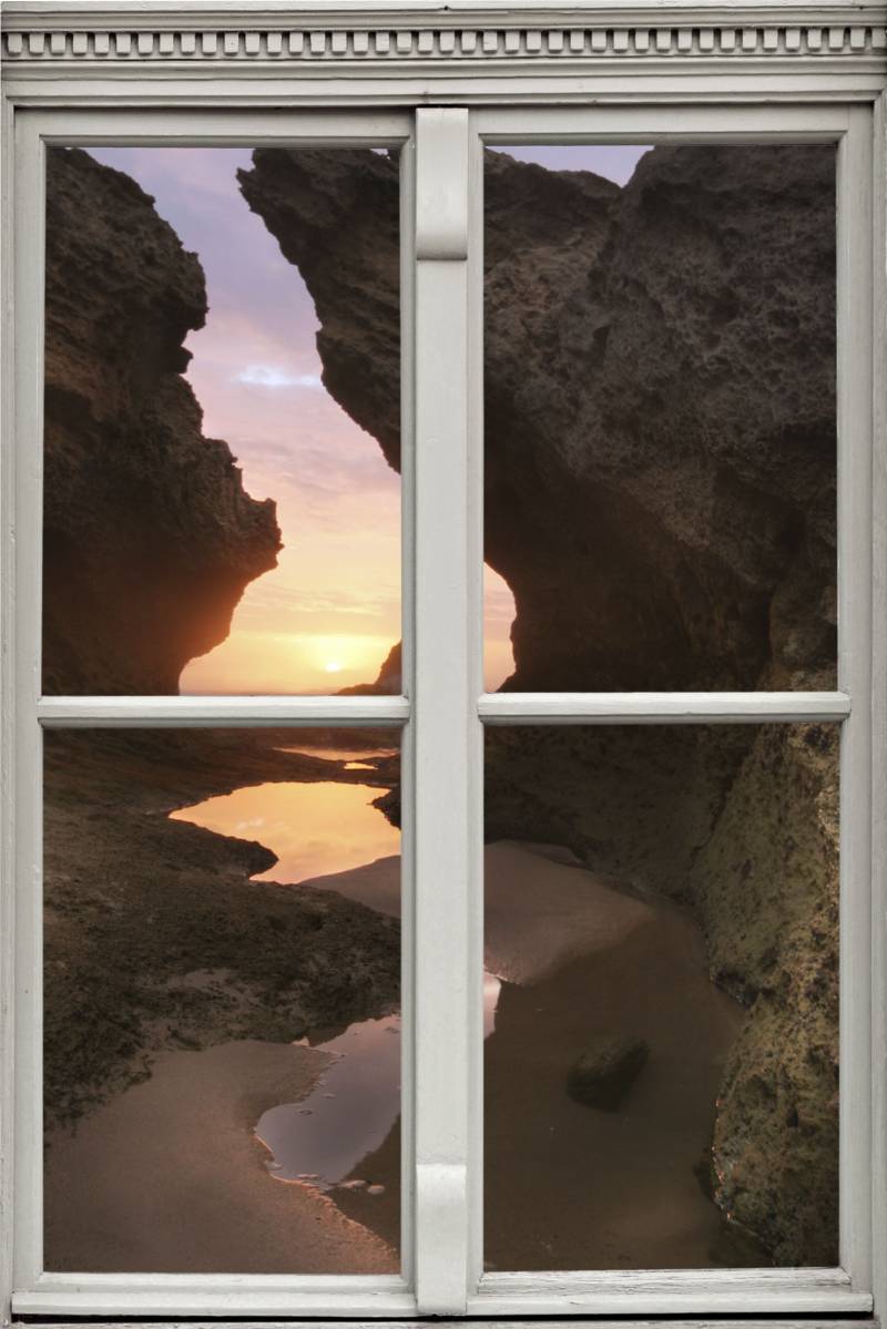 queence Wandsticker »Sonnenuntergang«, Wandsticker, Wandbild, selbstklebend, 3D, Fenster von queence