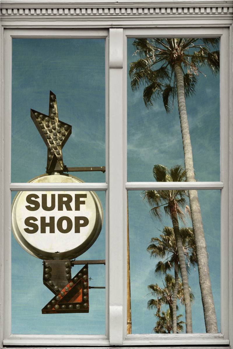 queence Wandsticker »Surf Shop«, Wandsticker, Wandbild, selbstklebend, 3D, Fenster von queence