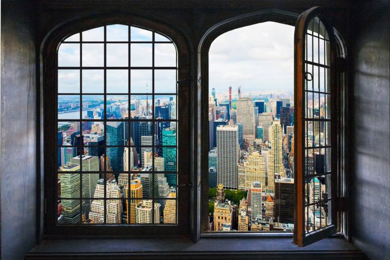 queence Wandsticker »Wolkenkratzer«, Wandsticker, Wandbild, selbstklebend, 3D, Fenster von queence