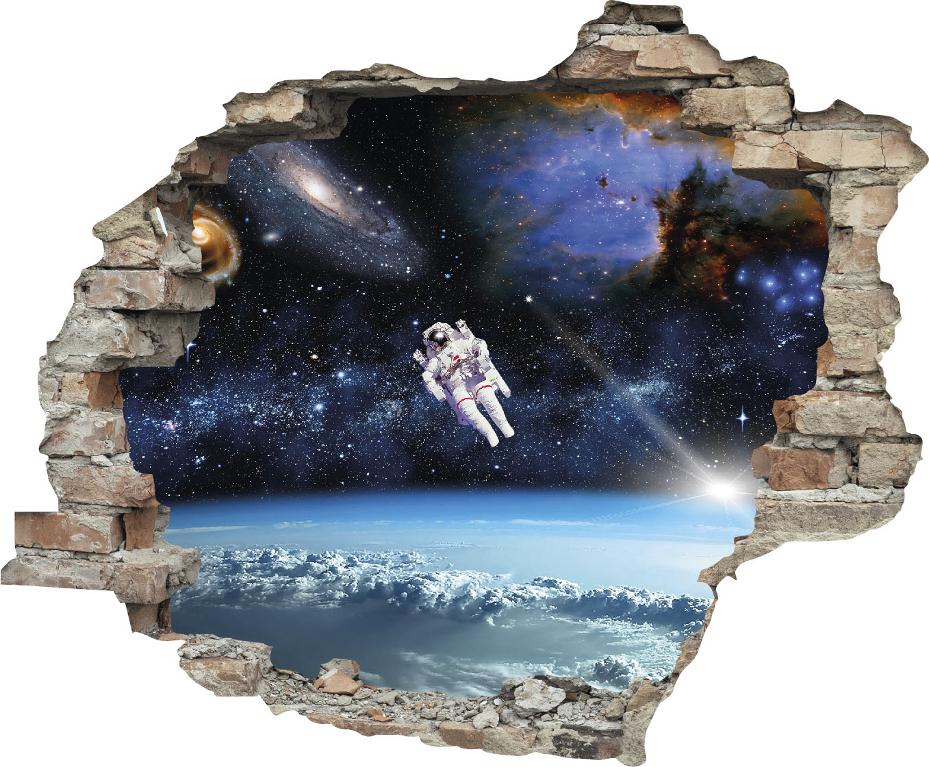 queence Wandtattoo »Astronaut«, (1 St.), Wandsticker, Wandbild, selbstklebend, 3D, Wanddurchbruch von queence