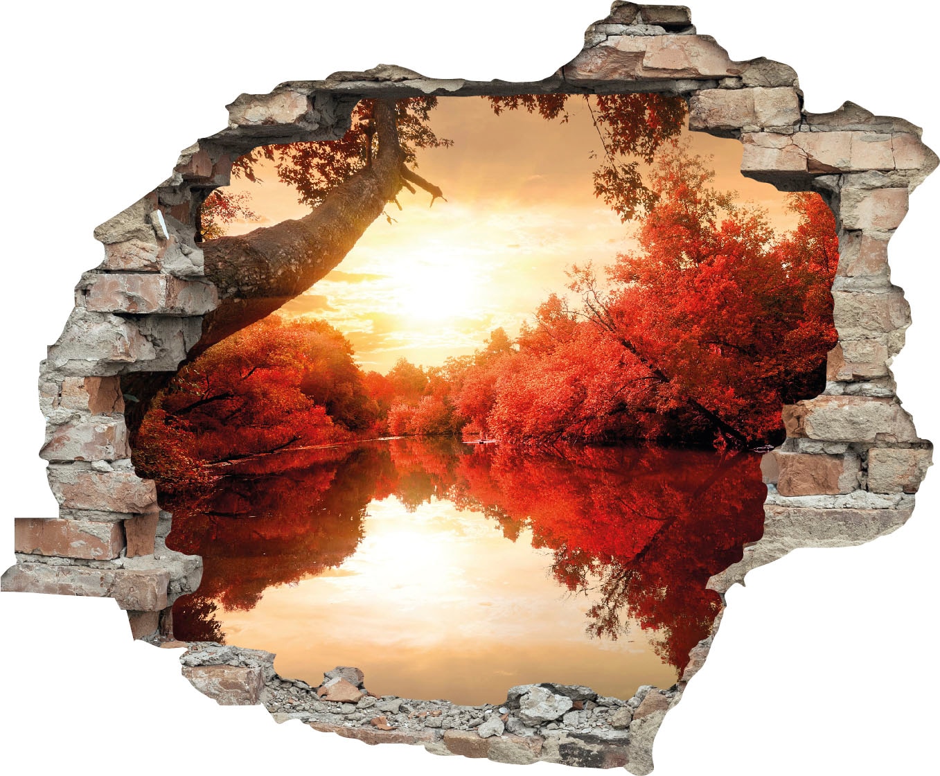 queence Wandtattoo »Fluss«, (1 St.), Wandsticker, Wandbild, selbstklebend, 3D, Wanddurchbruch von queence