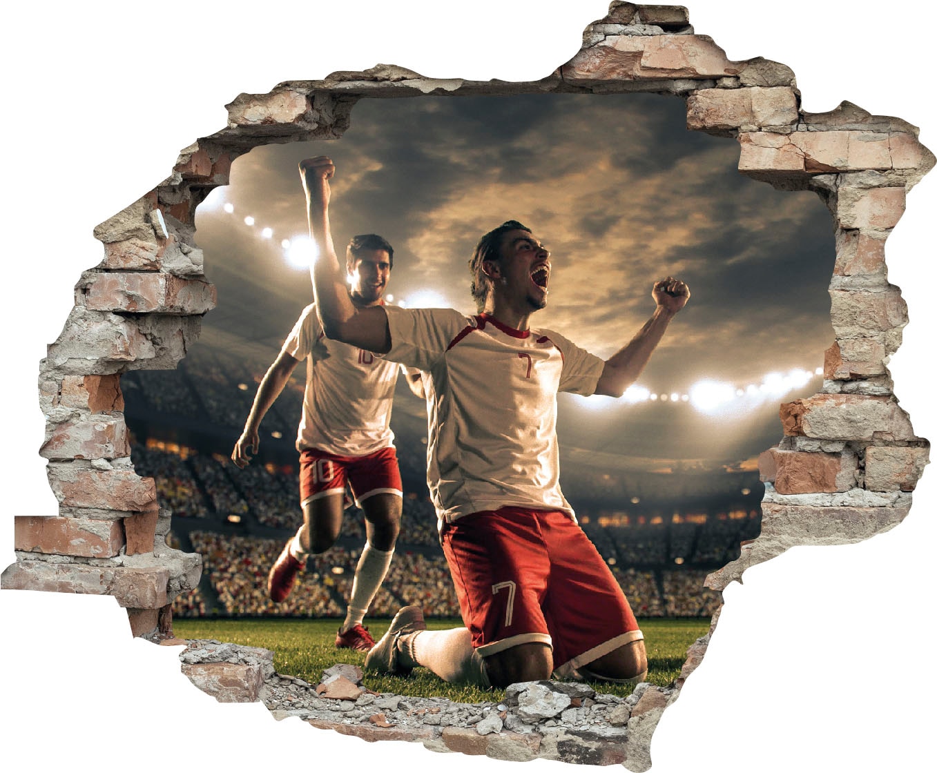 queence Wandtattoo »Fussball Jubel«, (1 St.), Wandsticker, Wandbild, selbstklebend, 3D, Wanddurchbruch von queence