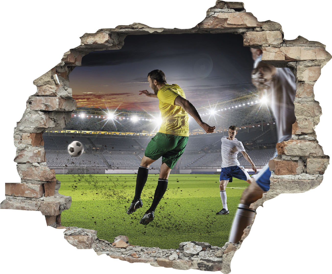 queence Wandtattoo »Fussball Schuss«, (1 St.), Wandsticker, Wandbild, selbstklebend, 3D, Wanddurchbruch von queence