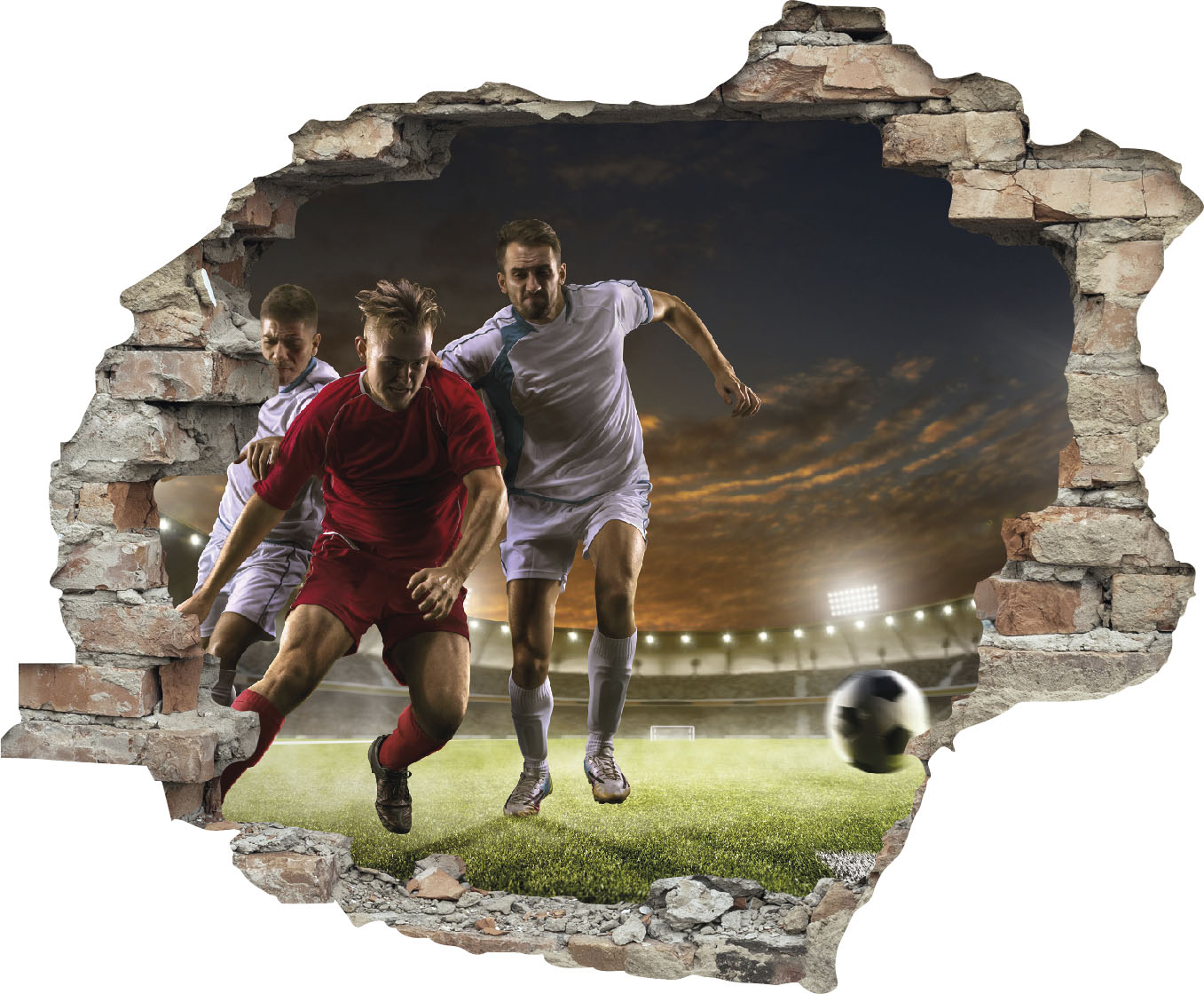 queence Wandtattoo »Fussball Zweikampf«, (1 St.), Wandsticker, Wandbild, selbstklebend, 3D, Wanddurchbruch von queence