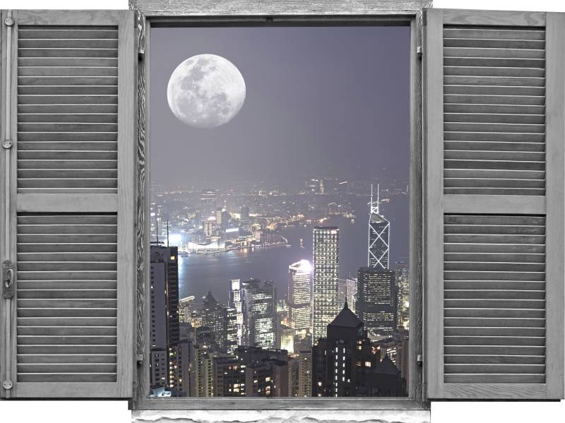 queence Wandtattoo »Grossstadt«, (1 St.), Wandsticker, Wandbild, selbstklebend, 3D, Fenster von queence