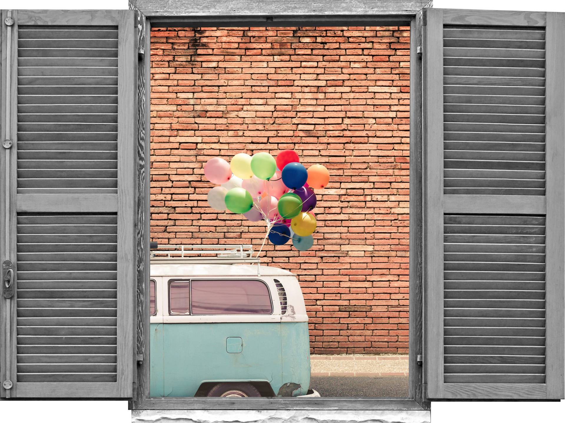 queence Wandtattoo »Hauswand«, (1 St.), Wandsticker, Wandbild, selbstklebend, 3D, Fenster von queence