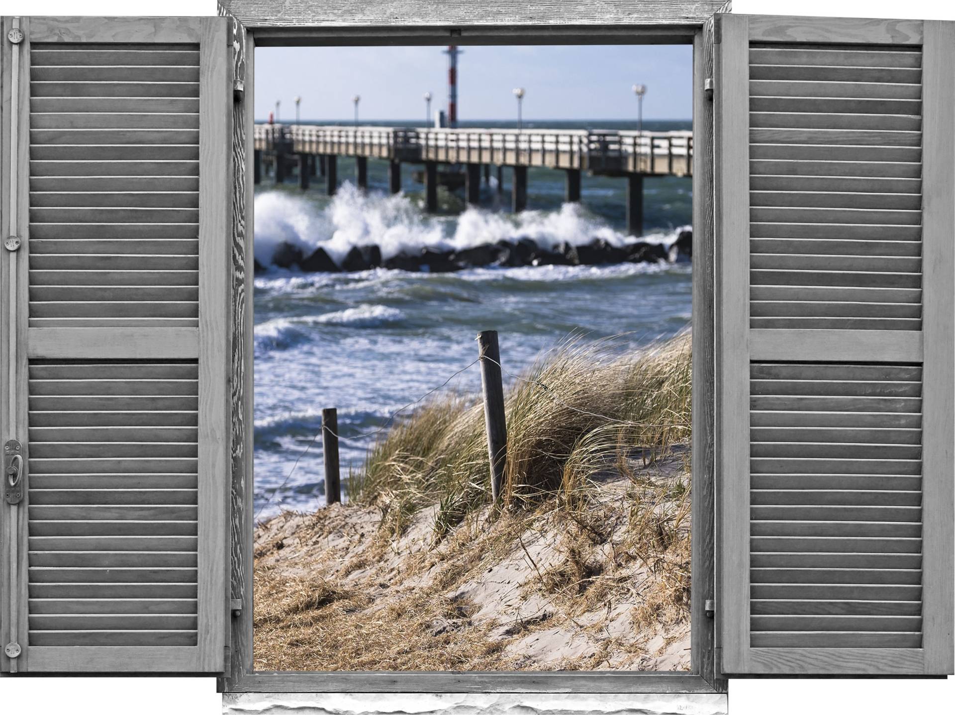 queence Wandtattoo »Küste«, (1 St.), Wandsticker, Wandbild, selbstklebend, 3D, Fenster von queence