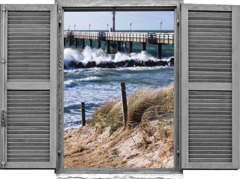 queence Wandtattoo »Küste«, (1 St.), Wandsticker, Wandbild, selbstklebend, 3D, Fenster von queence