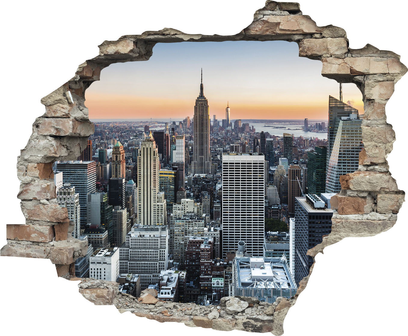 queence Wandtattoo »New York«, (1 St.), Wandsticker, Wandbild, selbstklebend, 3D, Wanddurchbruch von queence