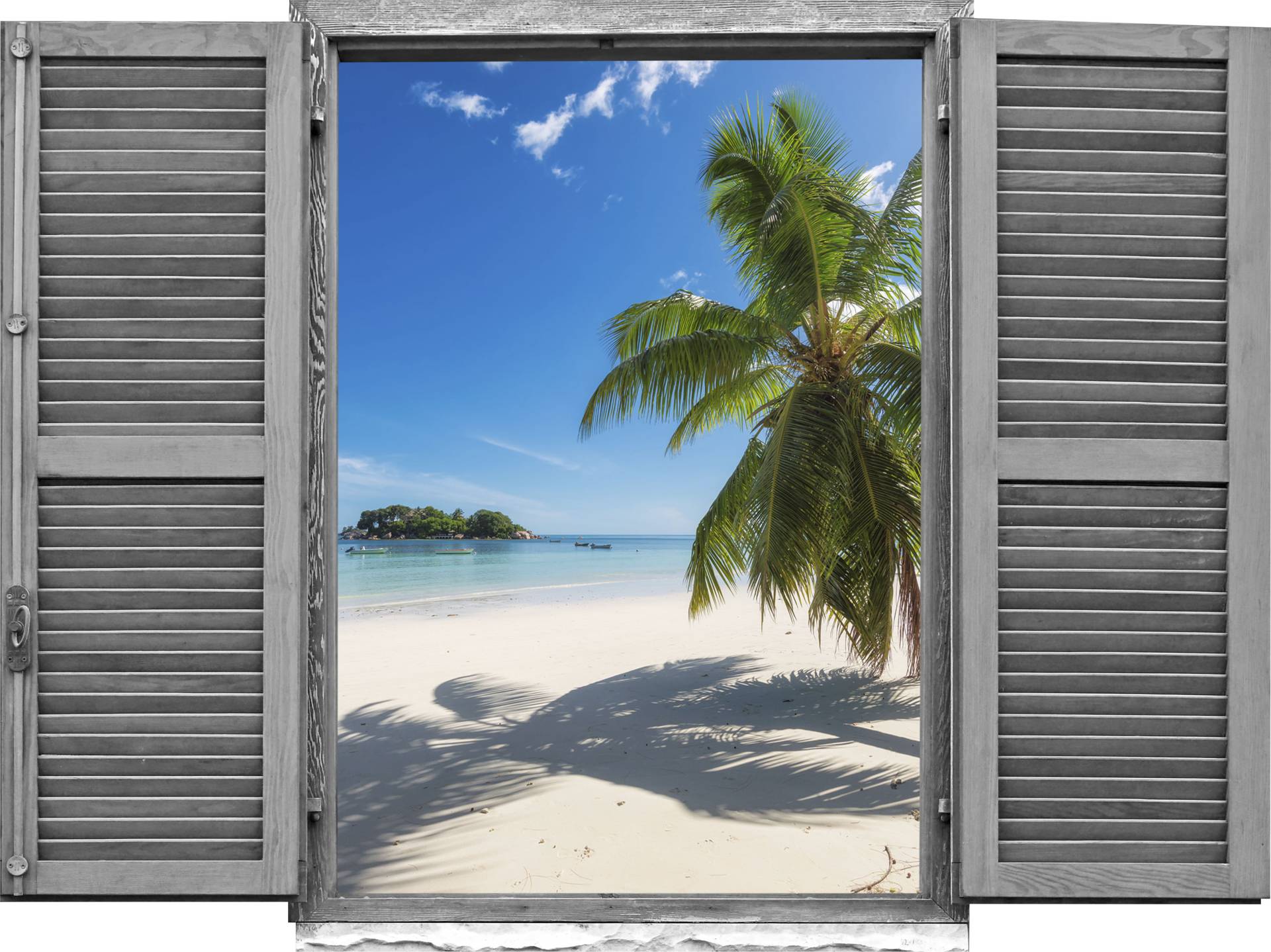 queence Wandtattoo »Palmen im Sand«, (1 St.), Wandsticker, Wandbild, selbstklebend, 3D, Fenster von queence