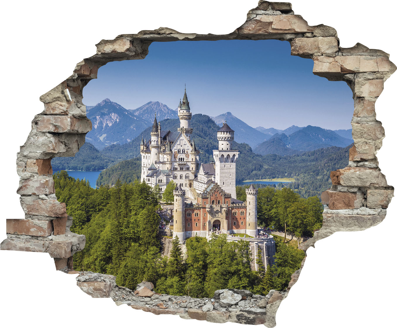 queence Wandtattoo »Schloss«, (1 St.), Wandsticker, Wandbild, selbstklebend, 3D, Wanddurchbruch von queence