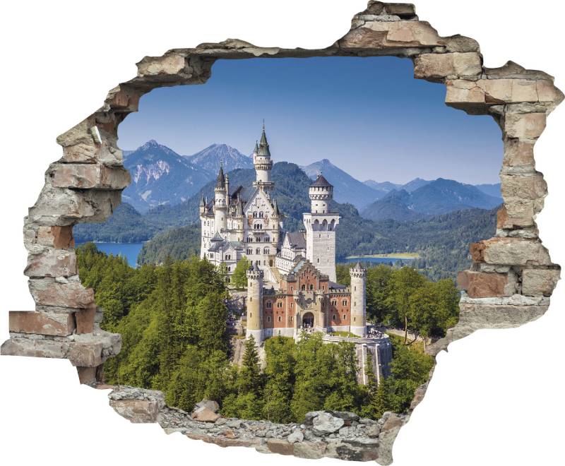 queence Wandtattoo »Schloss«, (1 St.), Wandsticker, Wandbild, selbstklebend, 3D, Wanddurchbruch von queence