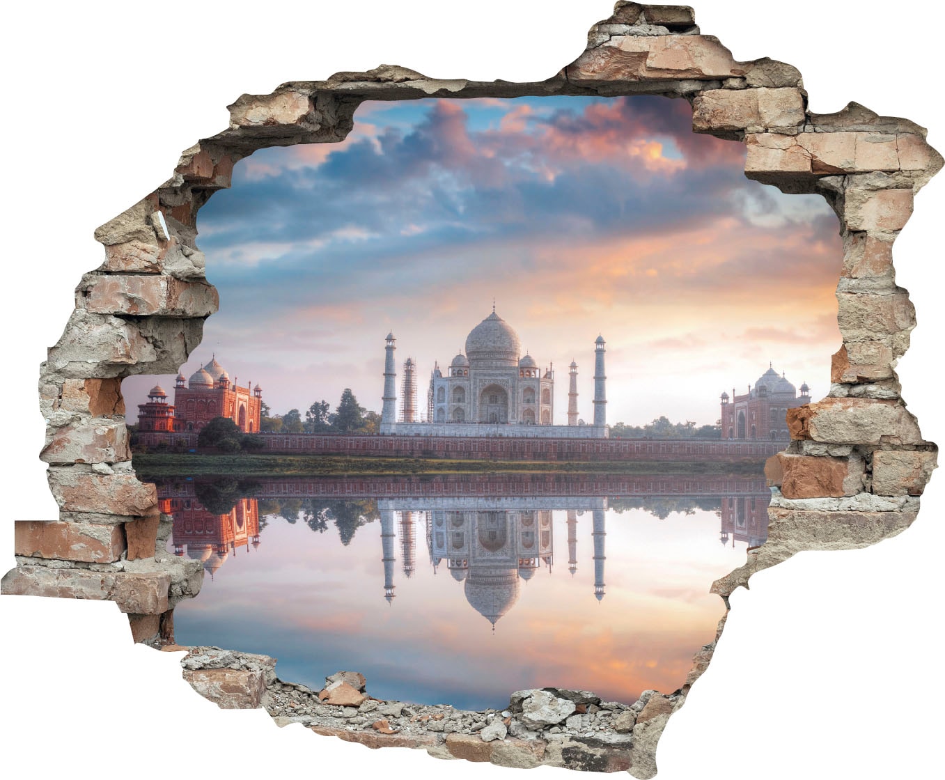queence Wandtattoo »Taj Mahal«, (1 St.), Wandsticker, Wandbild, selbstklebend, 3D, Wanddurchbruch von queence