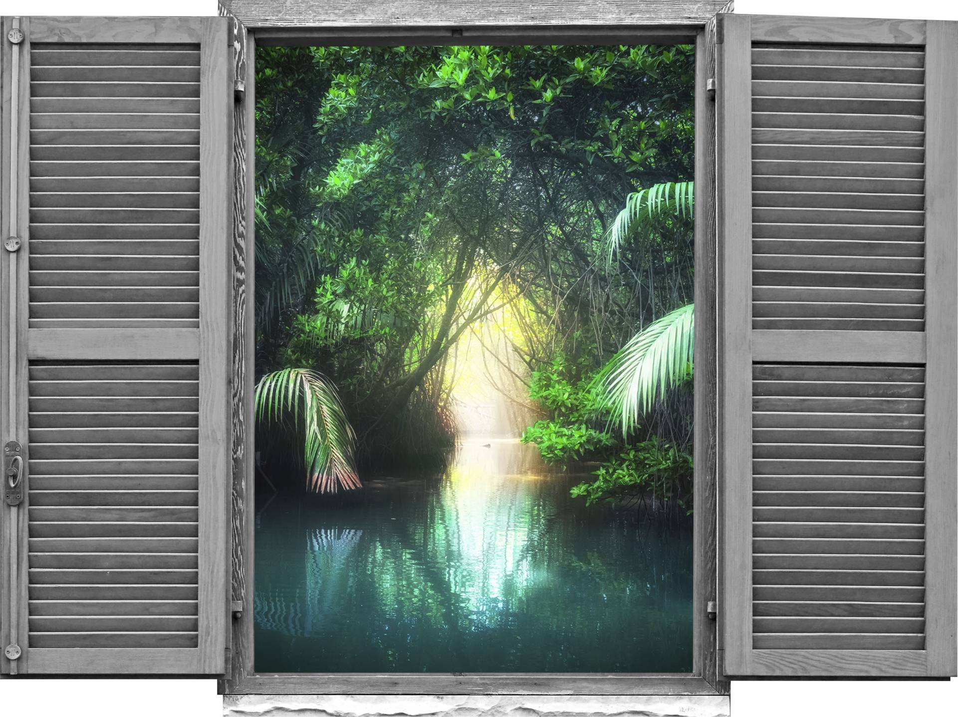 queence Wandtattoo »Tropische Palmen«, (1 St.), Wandsticker, Wandbild, selbstklebend, 3D, Fenster von queence