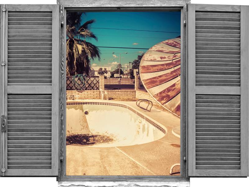 queence Wandtattoo »leerer Pool«, (1 St.), Wandsticker, Wandbild, selbstklebend, 3D, Fenster von queence
