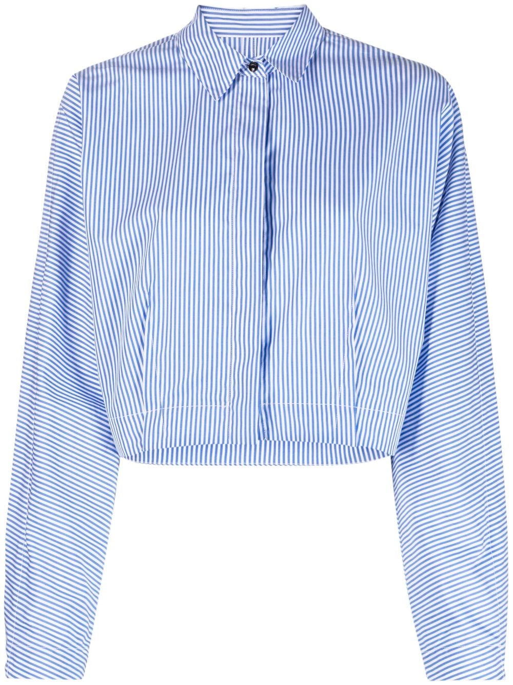 rag & bone striped long-sleeve cropped shirt - Blue von rag & bone