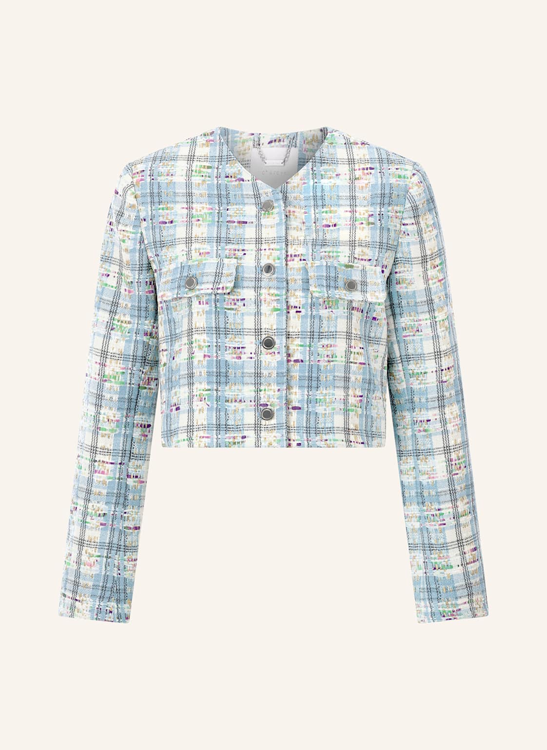 Rich & Royal Cropped-Jacke Aus Bouclé Mit Glitzergarn blau Rich & Royal Cropped-Jacke Aus Bouclé Mit Glitzergarn blau von Rich & Royal