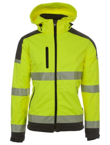 rukka Montreal Soft Shell Jacke EN ISO 20471 Kl. 2 - fluorescent lemon/black (Grösse: 3XL) von rukka