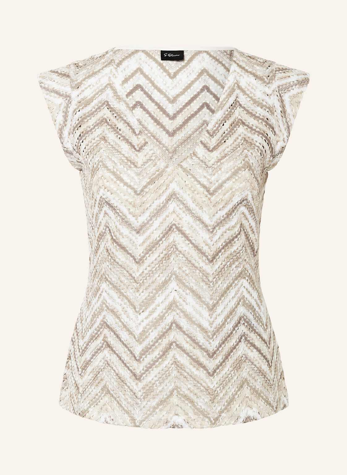 S.Oliver Black Label Häkelshirt Mit Glitzergarn beige von s.Oliver BLACK LABEL