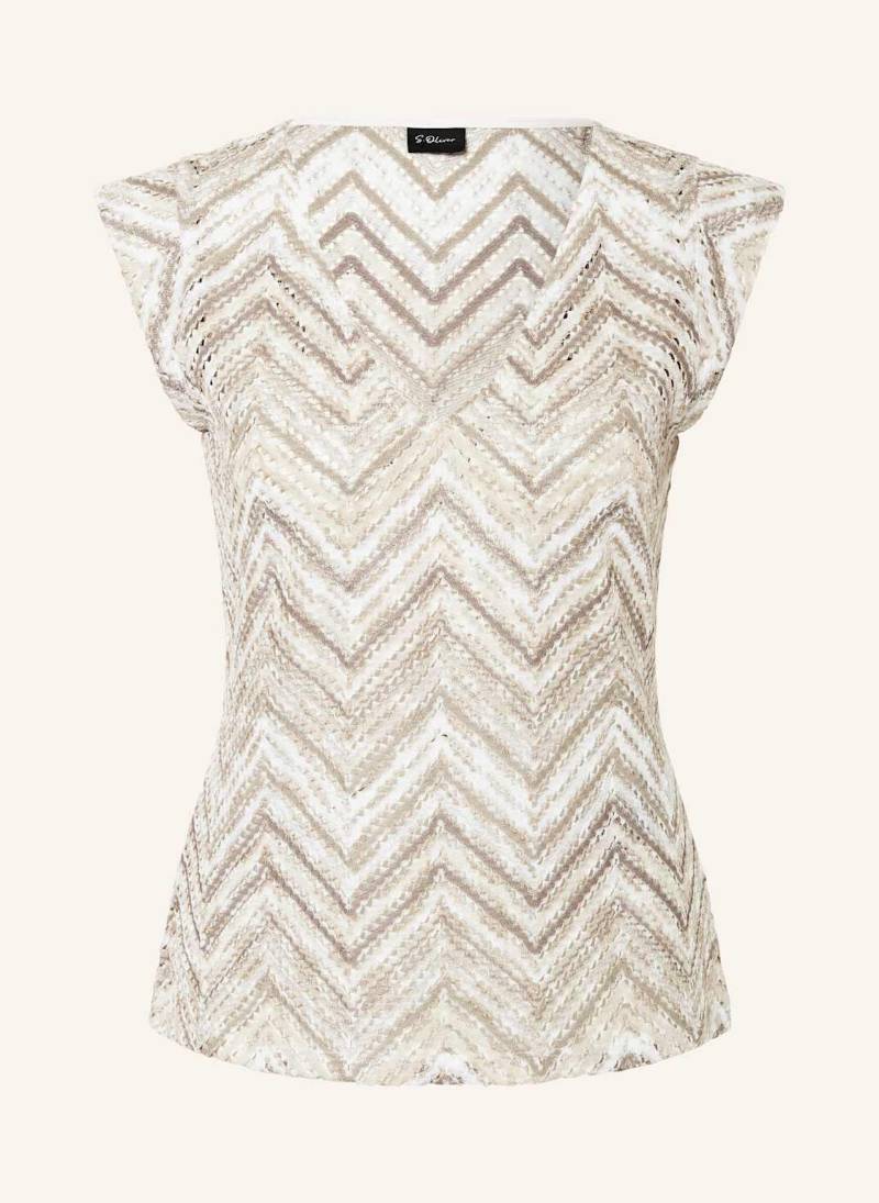 S.Oliver Black Label Häkelshirt Mit Glitzergarn beige von s.Oliver BLACK LABEL