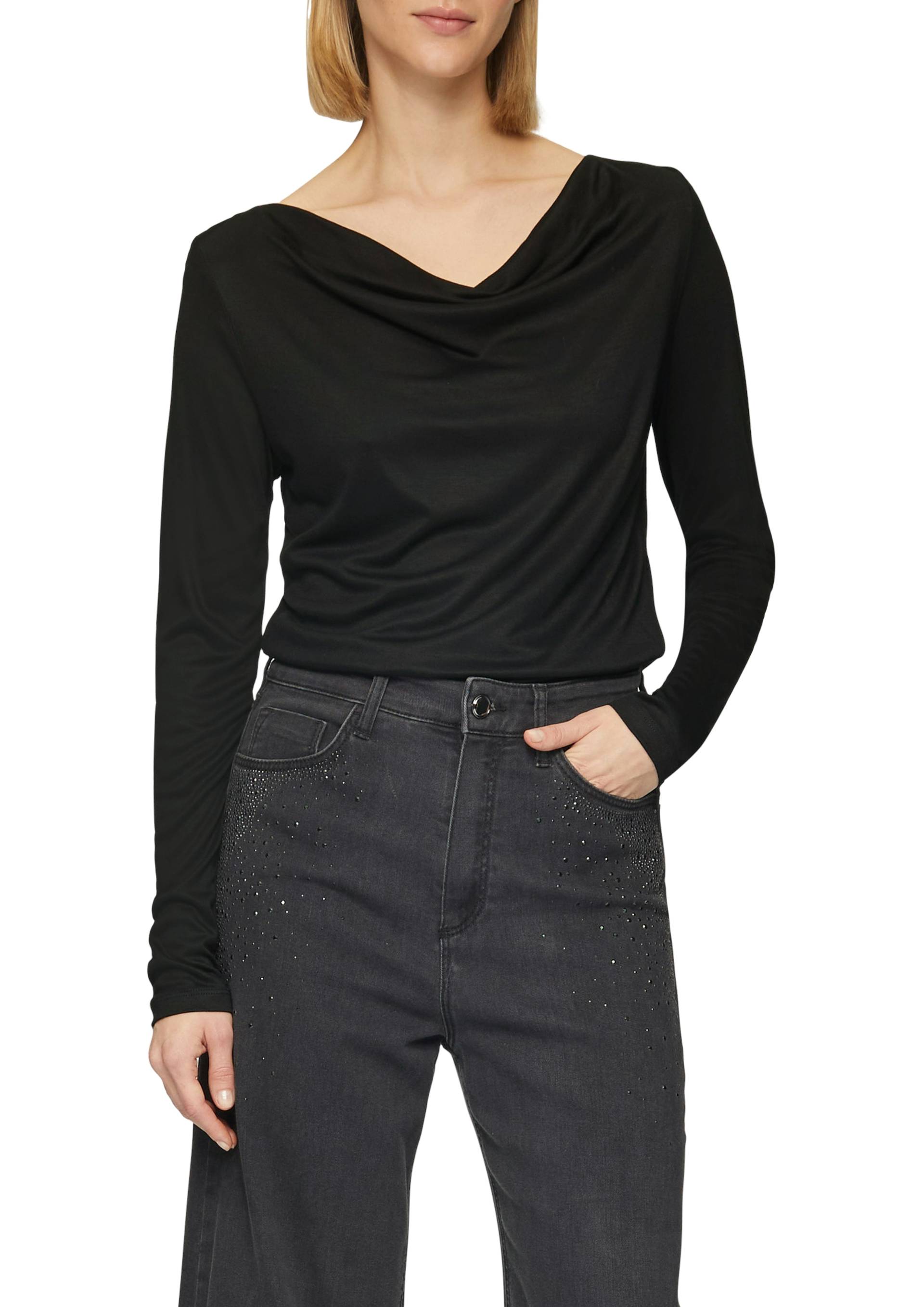 s.Oliver BLACK LABEL Langarmshirt, mit Wasserfall Ausschnitt s.Oliver BLACK LABEL Langarmshirt, mit Wasserfall Ausschnitt von s.Oliver BLACK LABEL